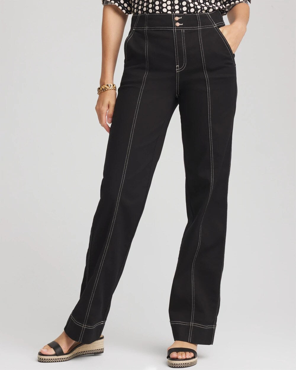 Chico's Petite Pull-On Wide-Leg Jeans BLACK
