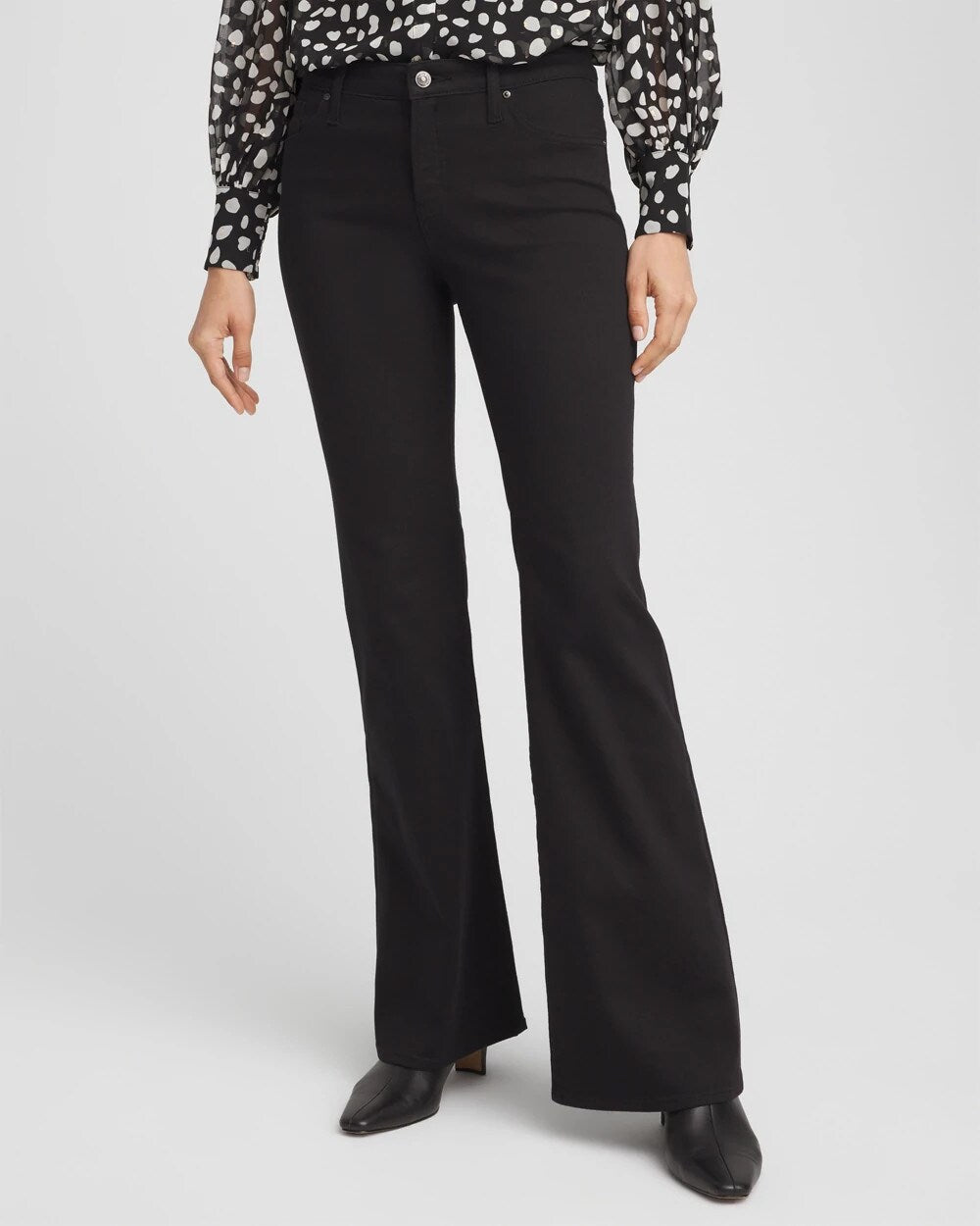 Chico's Petite Girlfriend Flared Leg Jeans BLACK