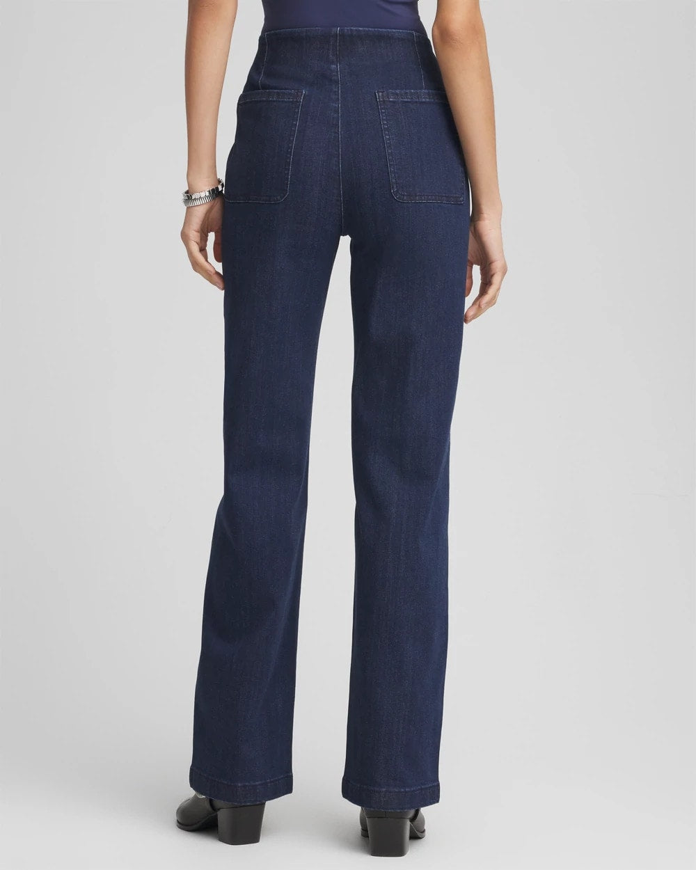Chico's Petite Pull-On Wide-Leg Trouser Jeans BRIDGE STREET RINSE