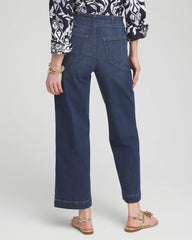 Chico's Petite Pull-on Wide Leg Cropped Pants REDWOOD INDIGO