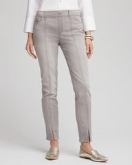 Chico's Petite Silver Pull-On Slim Ankle Jeggings SILVER BIRCH WASH