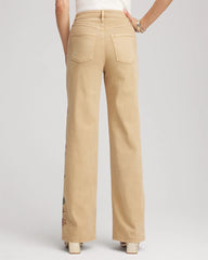 Chico's Petite Embroidered High-Rise Wide-Leg Jeans CAFE AROMA