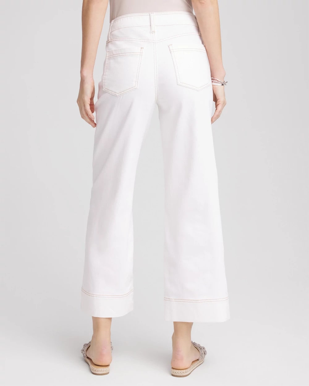Chico's Petite No Stain Pull-On Wide Leg Cropped Jeans ALABASTER