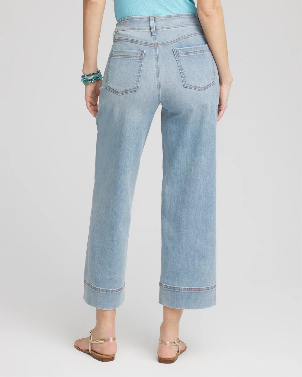 Chico's Petite Pull-On Wide Leg Cropped Jeans KIMANA INDIGO
