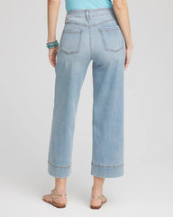 Chico's Petite Pull-On Wide Leg Cropped Jeans KIMANA INDIGO