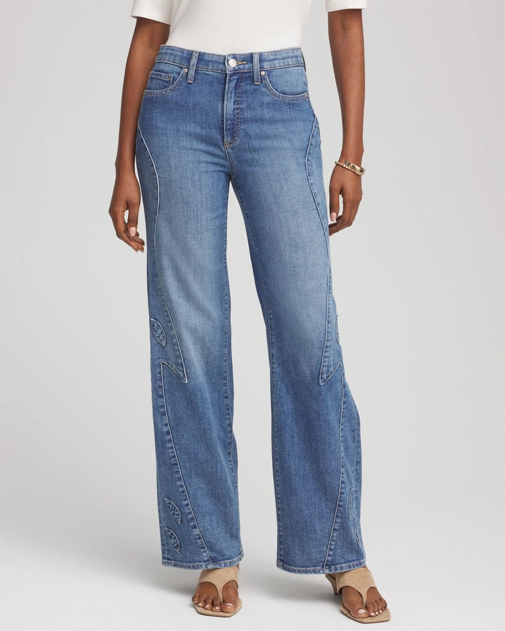 Chico's Petite Appliqué High-Rise Wide-Leg Jeans AVENIDA INDIGO