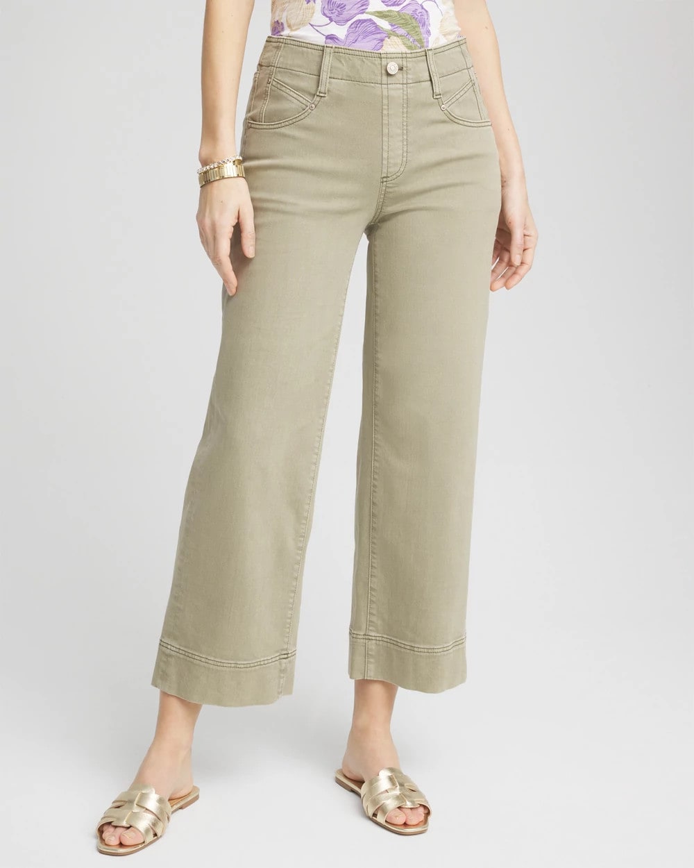 Chico's Petite Pull-On Wide-Leg Cropped Jeans WASHED SAGE