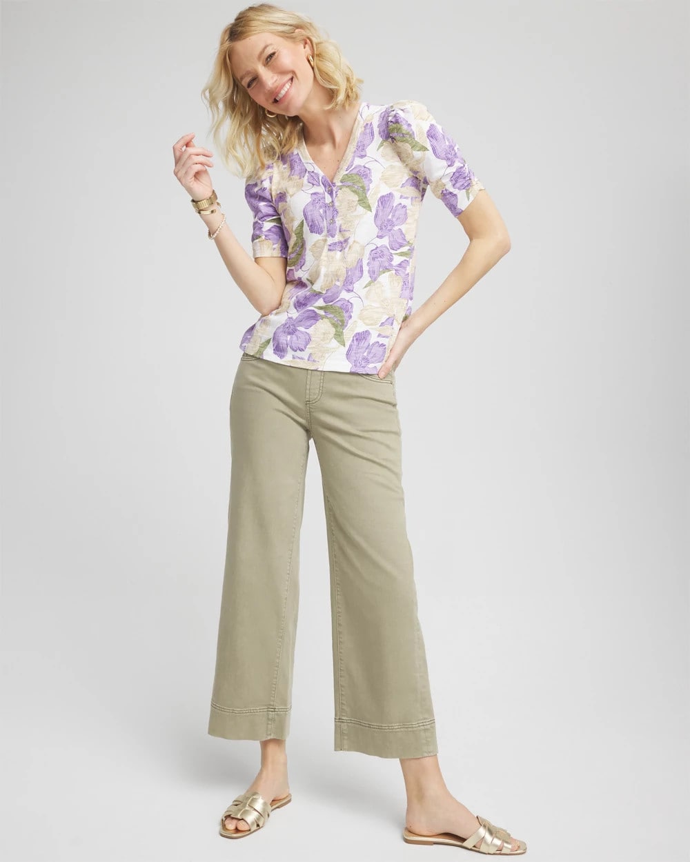 Chico's Petite Pull-On Wide-Leg Cropped Jeans WASHED SAGE
