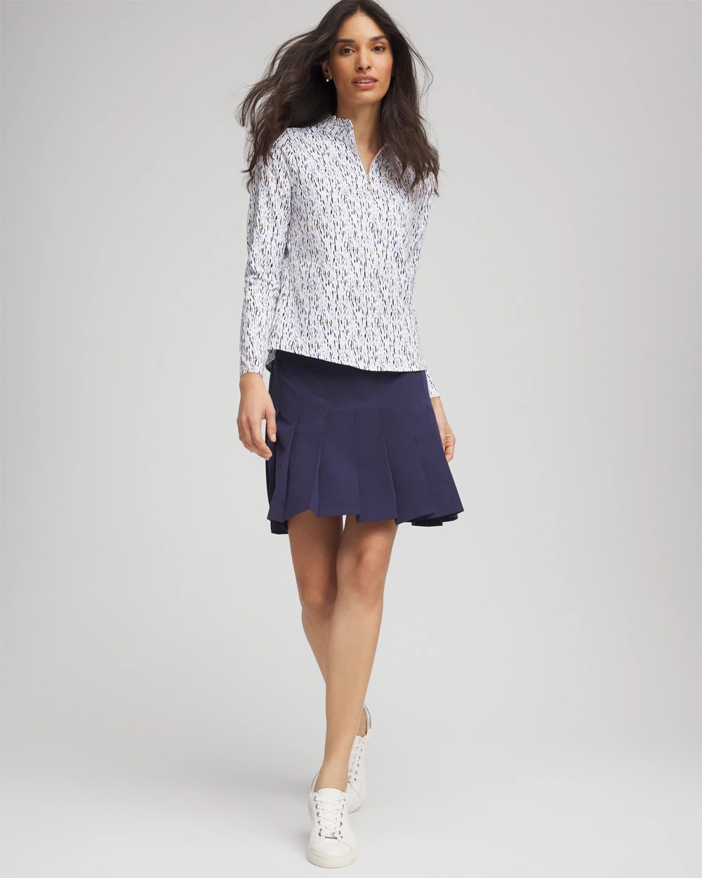 Chico's Zenergy® UPF Rice Ruffle Top CRYSTAL TOPAZ