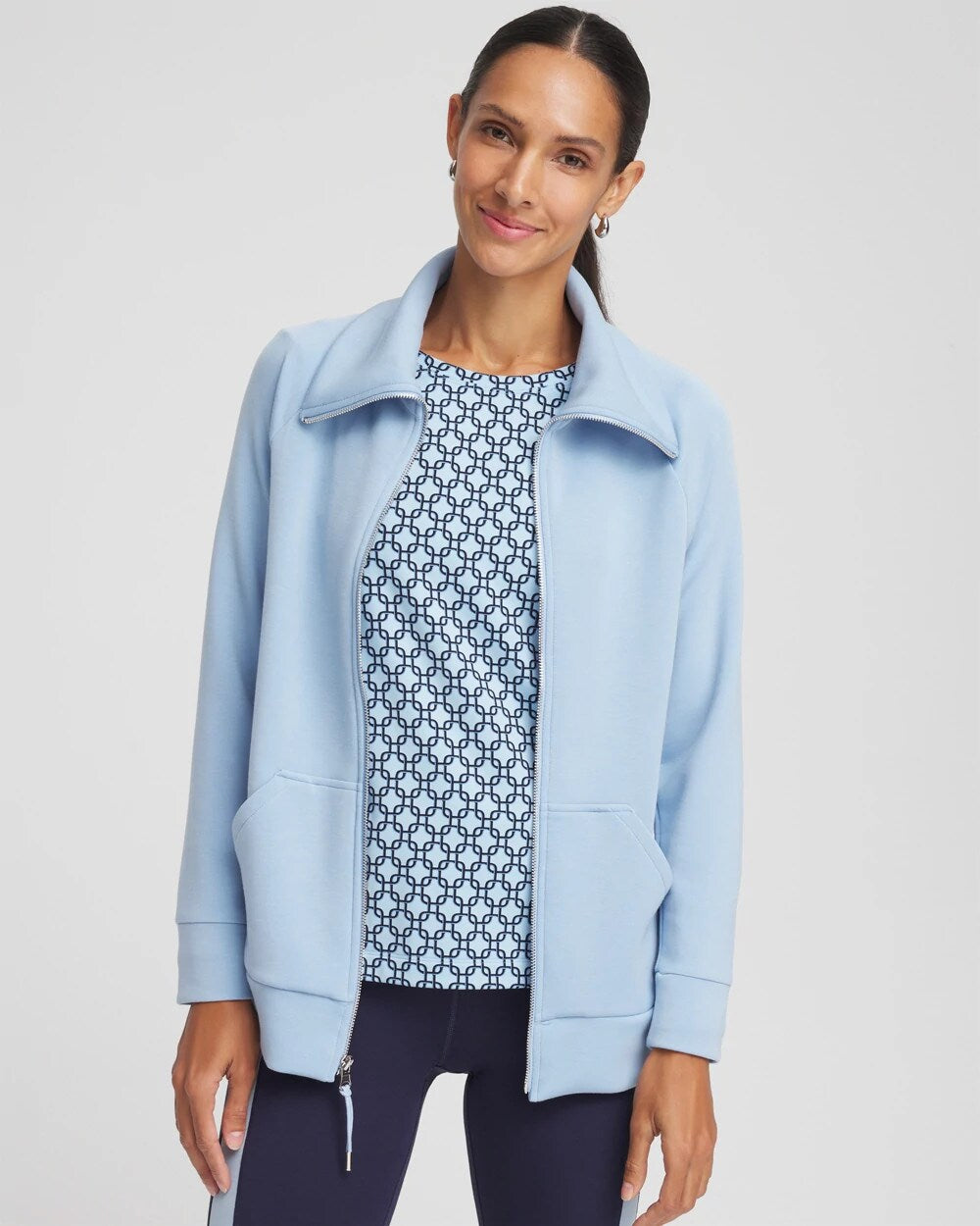 Chico's Zenergy® Soft Long Jacket CRYSTAL TOPAZ