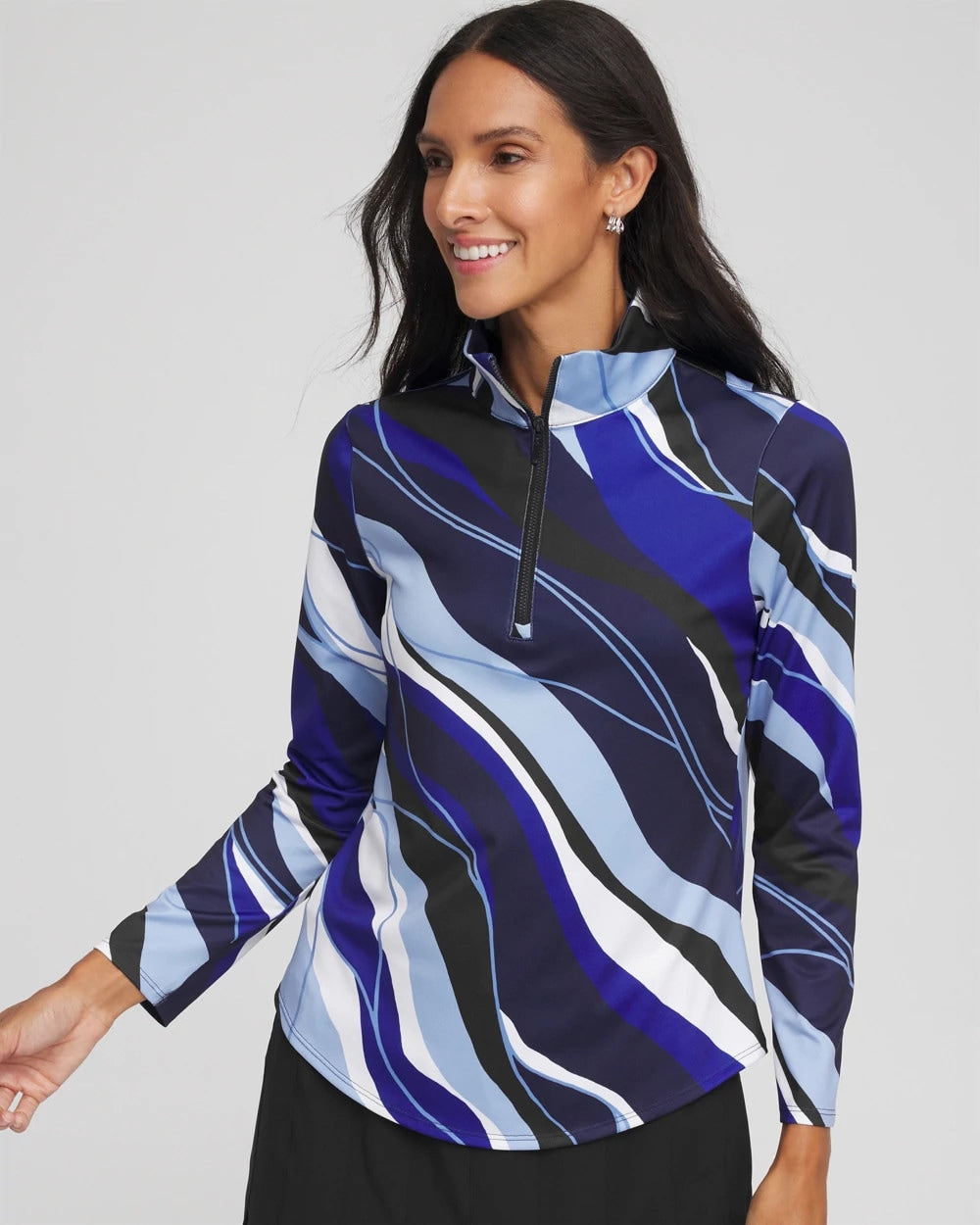 Chico's Zenergy® UPF Voyage Half Zip CRYSTAL TOPAZ