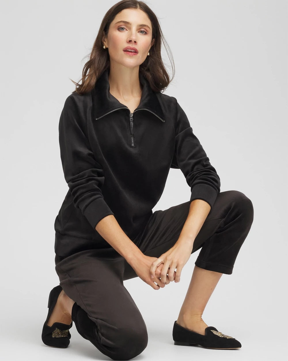 Chico's Zenergy® Velour Pullover BLACK