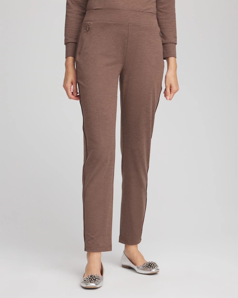 Chico's Zenergy® Cloud Satin Trim Pants WALNUT