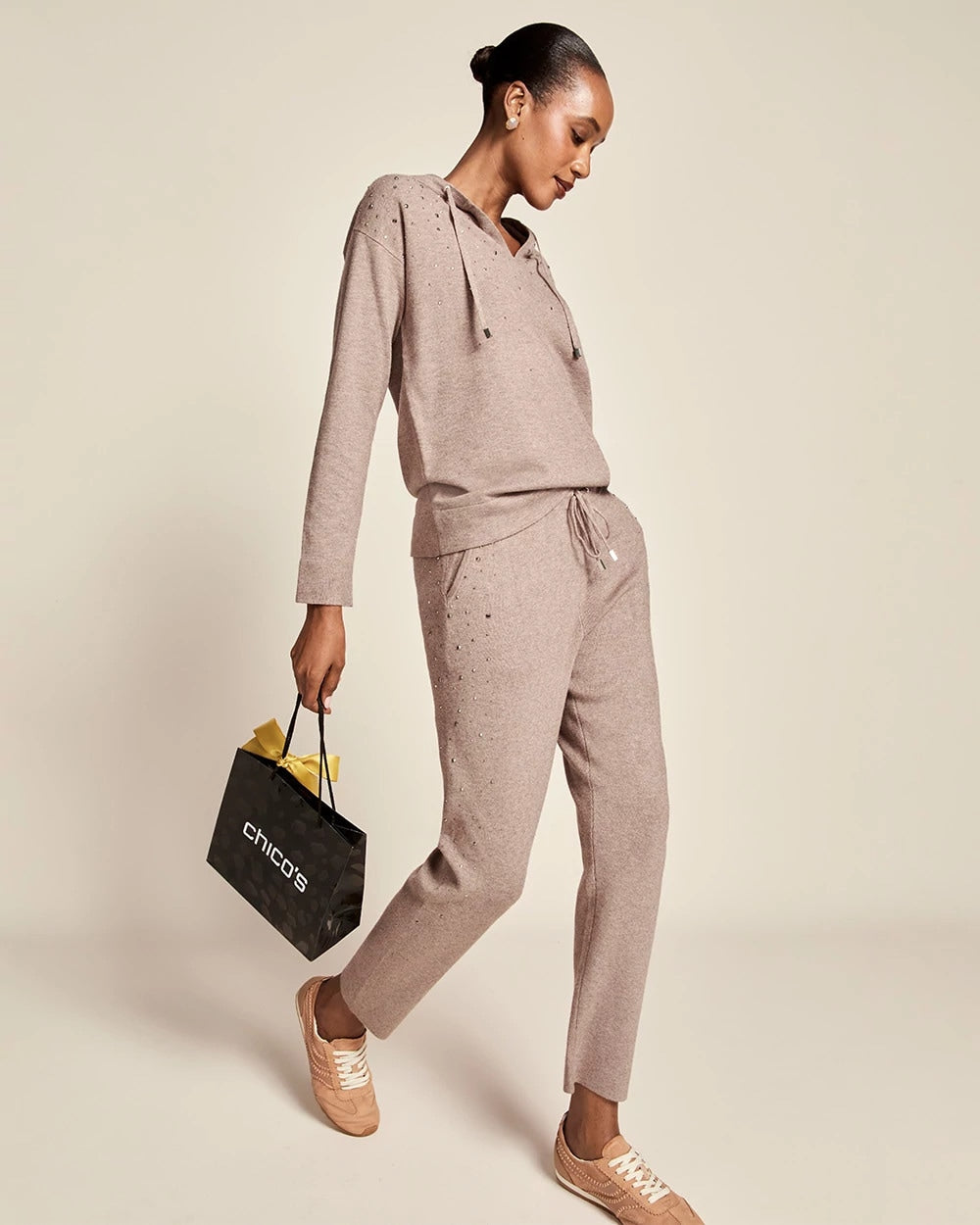 Chico's Zenergy® Luxe Rhinestone Ankle Pants TAUPE HEATHER