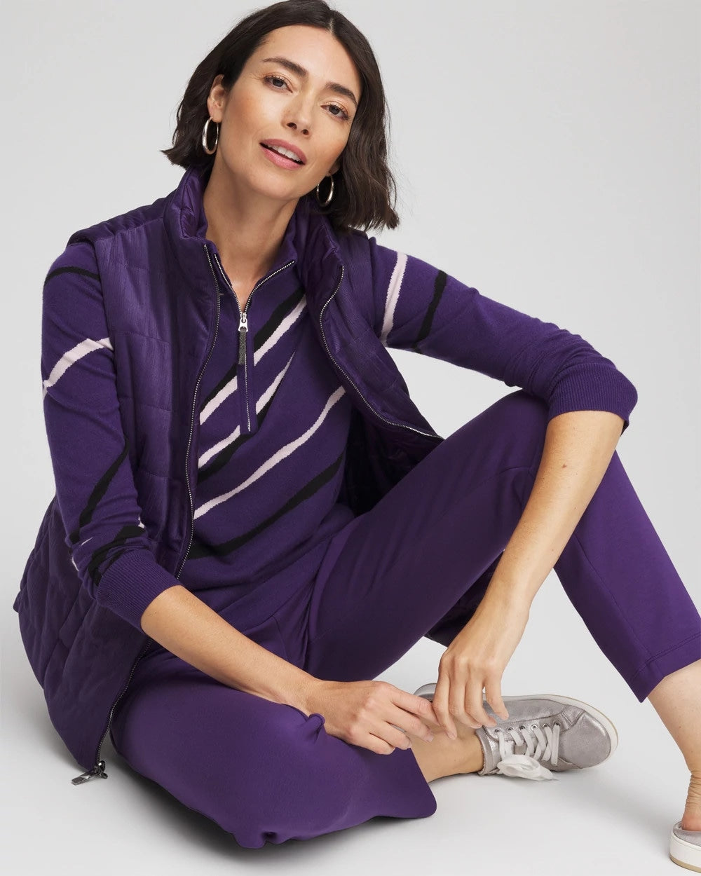 Chico's Zenergy® Luxe Morocco Half-Zip Pullover PURPLE ELIXIR