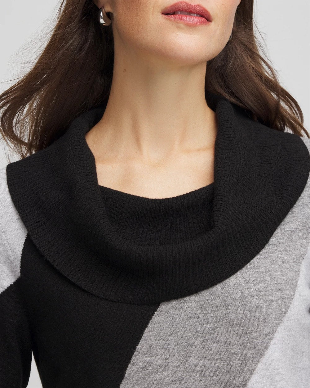 Chico's Zenergy® Luxe Intarsia Cowlneck Top FROSTED GRAY HEATHER