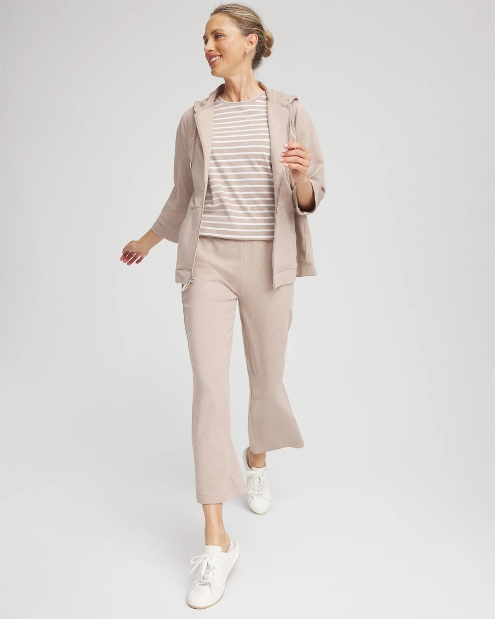 Chico's Zenergy® French Terry Cropped Pants LIGHT TAUPE HEATHER