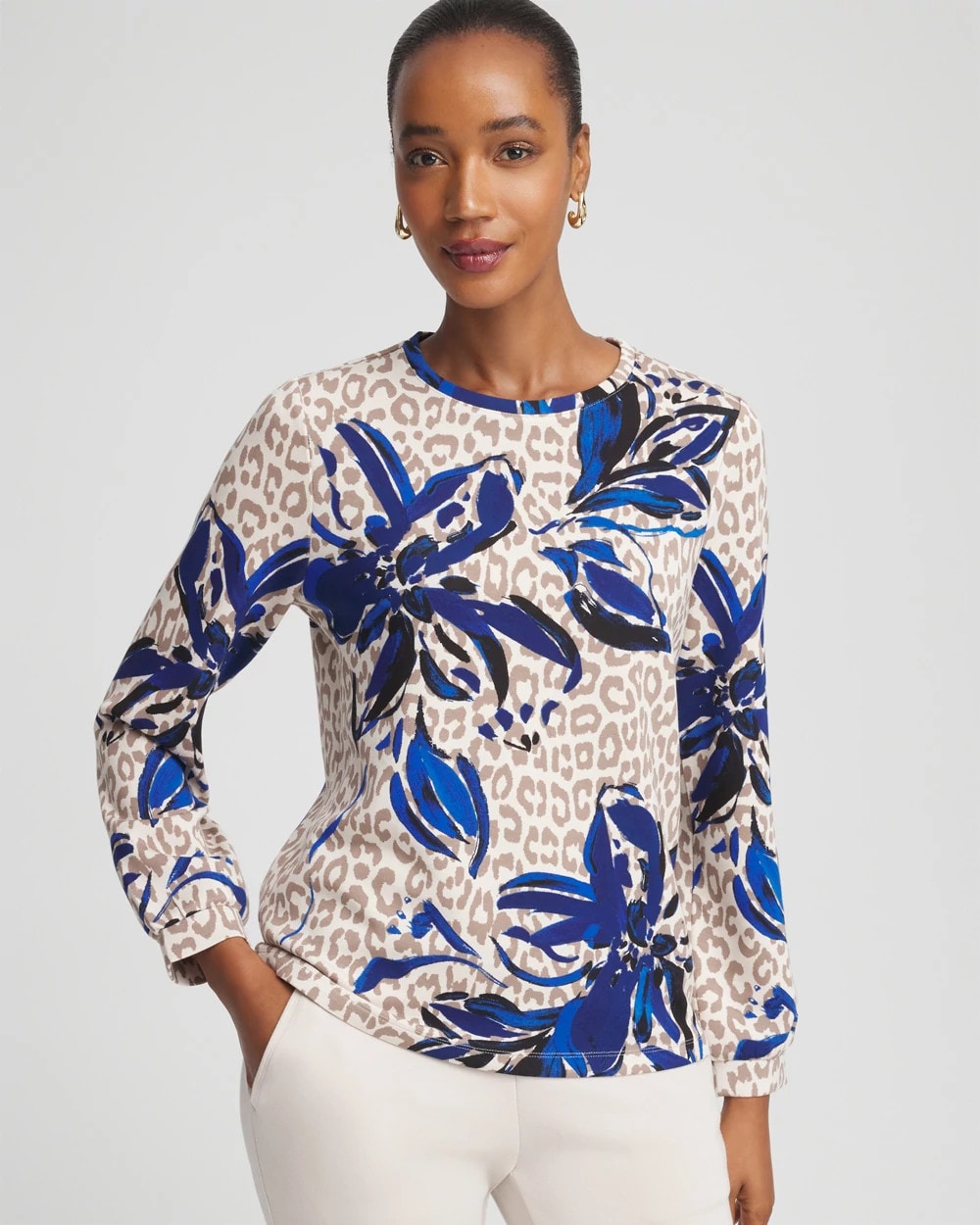 Chico's Zenergy® Soft Animal Print Top SMOKEY TAUPE