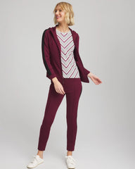 Chico's Zenergy® Soft Brushed Striped Top DEEP CHIANTI
