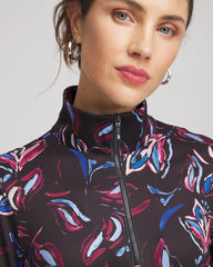 Chico's Zenergy® UPF Floral Half-Zip Pullover Top DEEP CHIANTI