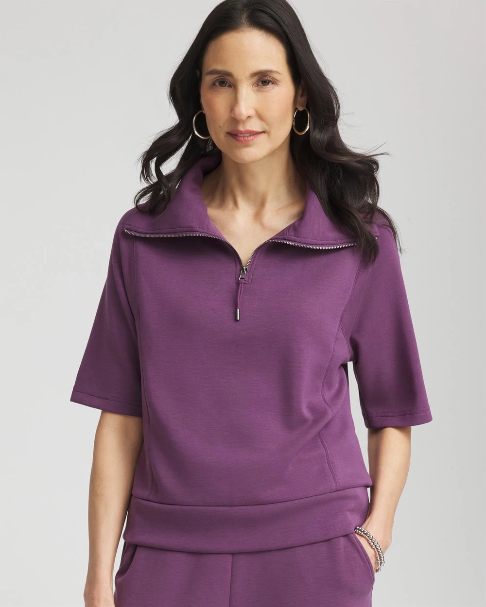 Chico's Zenergy® Soft Half-Zip Top WASHED GRAPE
