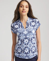 Chico's Zenergy® UPF Printed Polo Top CANYON BLUE
