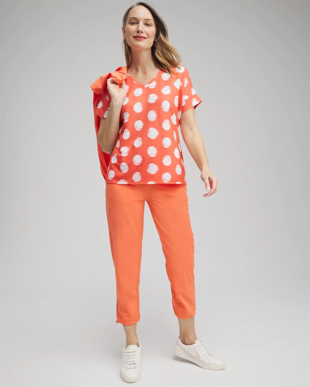 Chico's Zenergy® Dots Drop Shoulder Tee NECTARINE