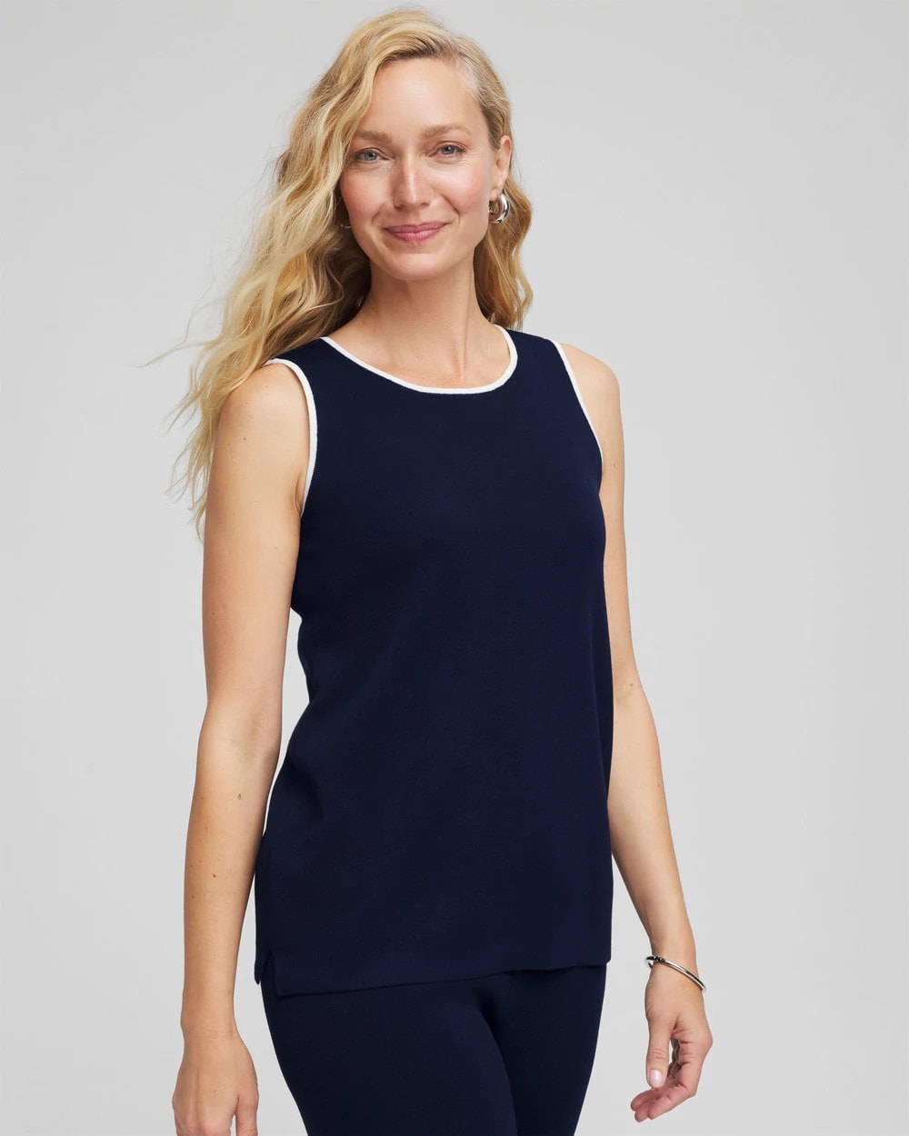 Chico's Travelers™ Tipped Sweater Shell Tank TRAVELERS INDIA INK