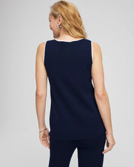 Chico's Travelers™ Tipped Sweater Shell Tank TRAVELERS INDIA INK