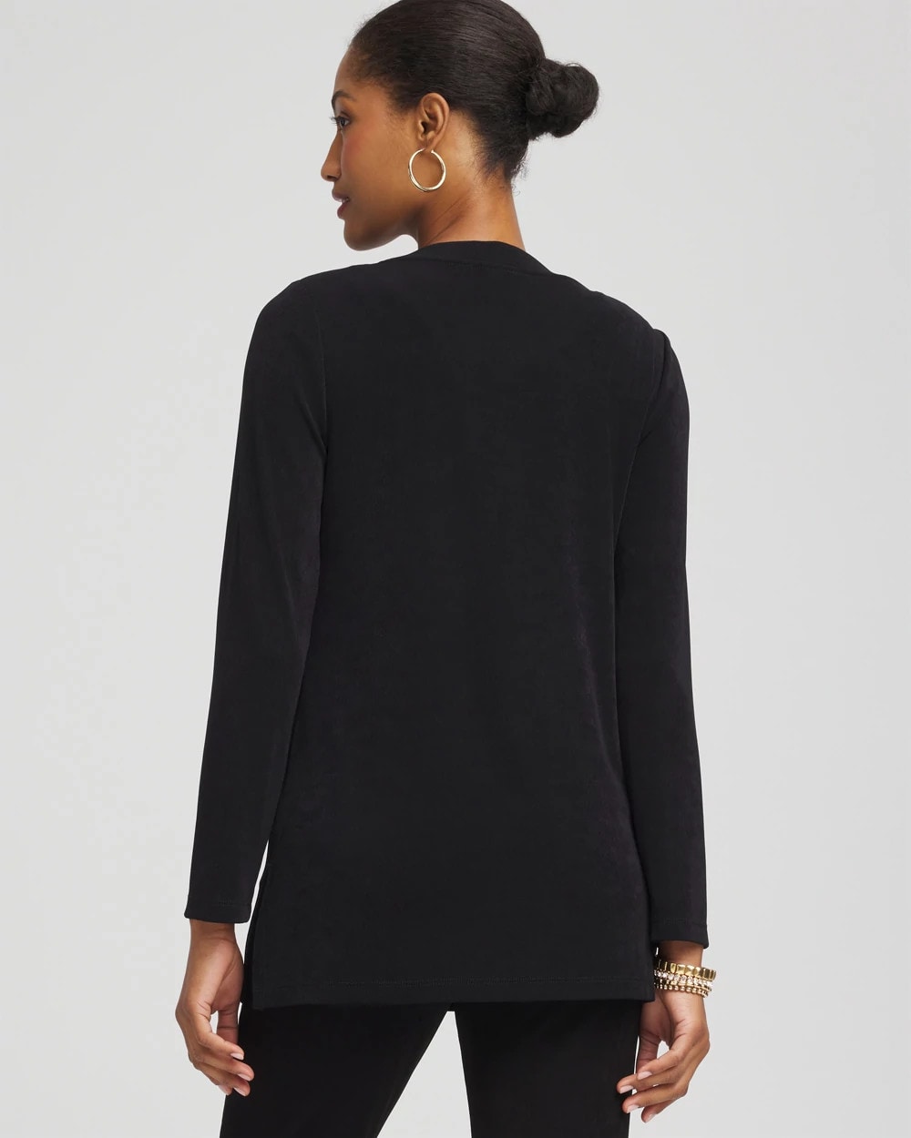 Chico's Travelers™ Collection Scoopneck Shirt Jacket TRAVELERS BLACK