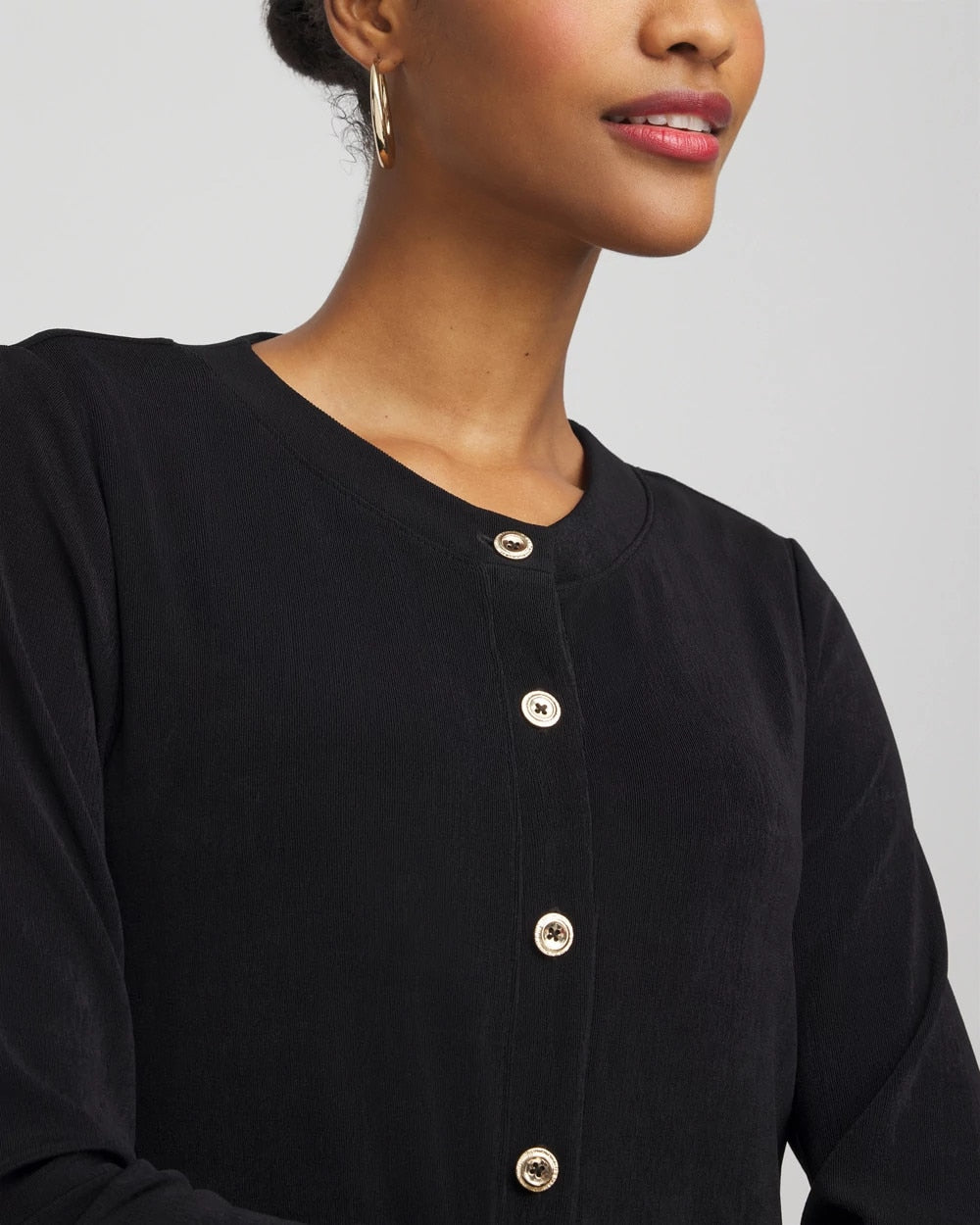 Chico's Travelers™ Collection Scoopneck Shirt Jacket TRAVELERS BLACK
