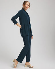 Chico's Travelers™ Long Knit Jacket TEAL SHADOW