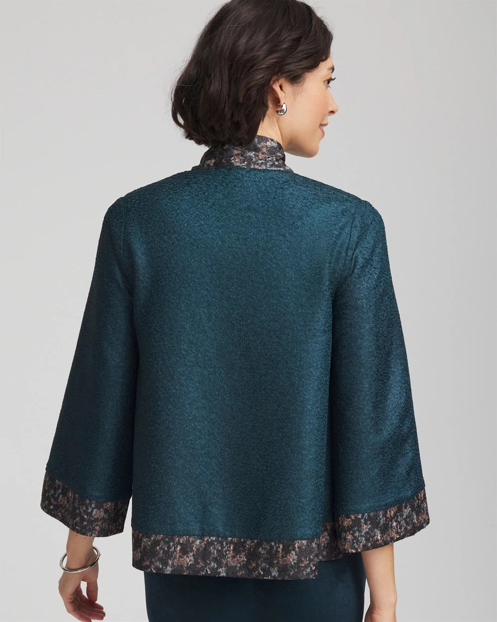 Chico's Travelers™ Collection Crystal Crushed Reversible Jacket TEAL SHADOW