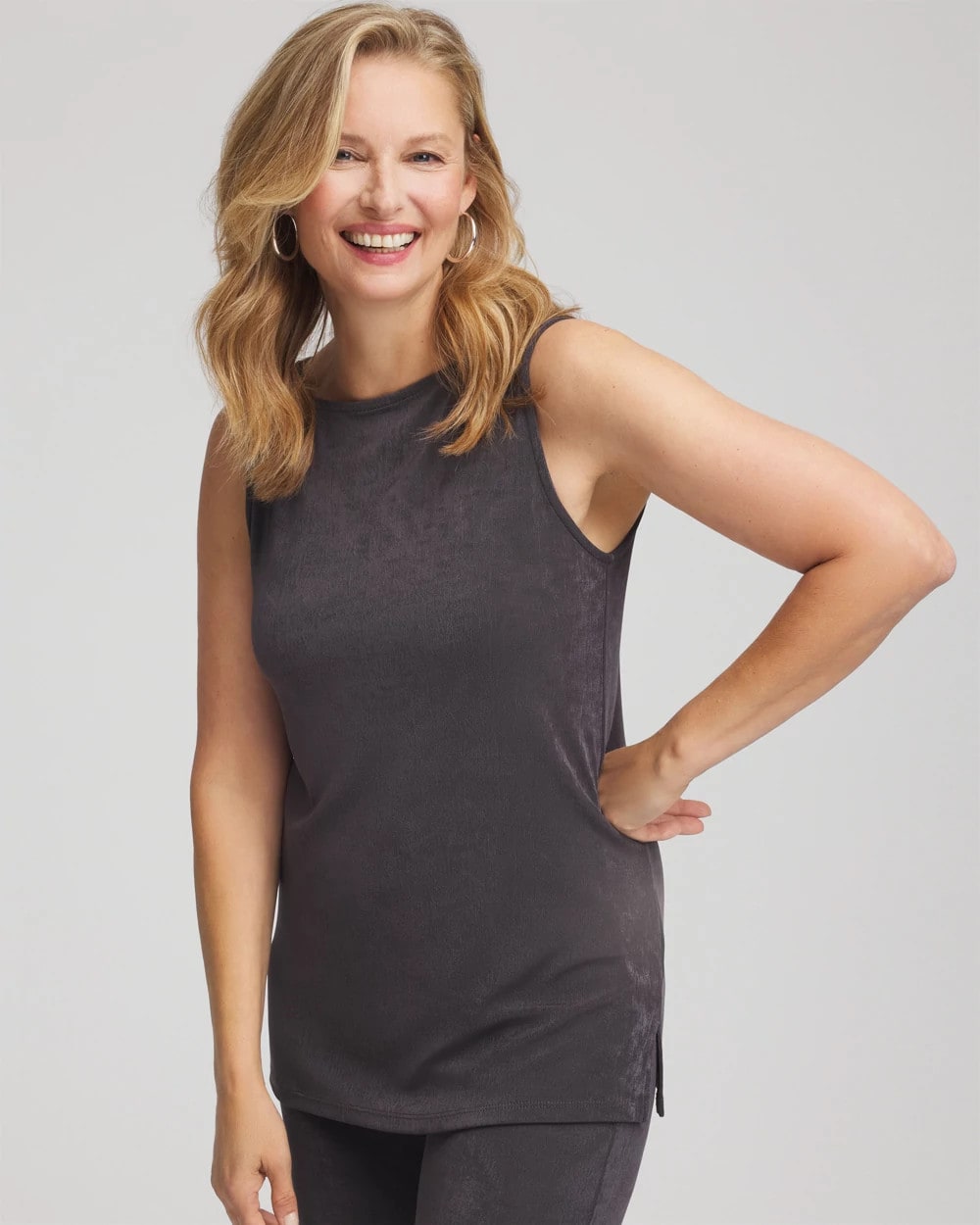Chico's Travelers™ Classic Side-Slit Tank SERENE GRAY