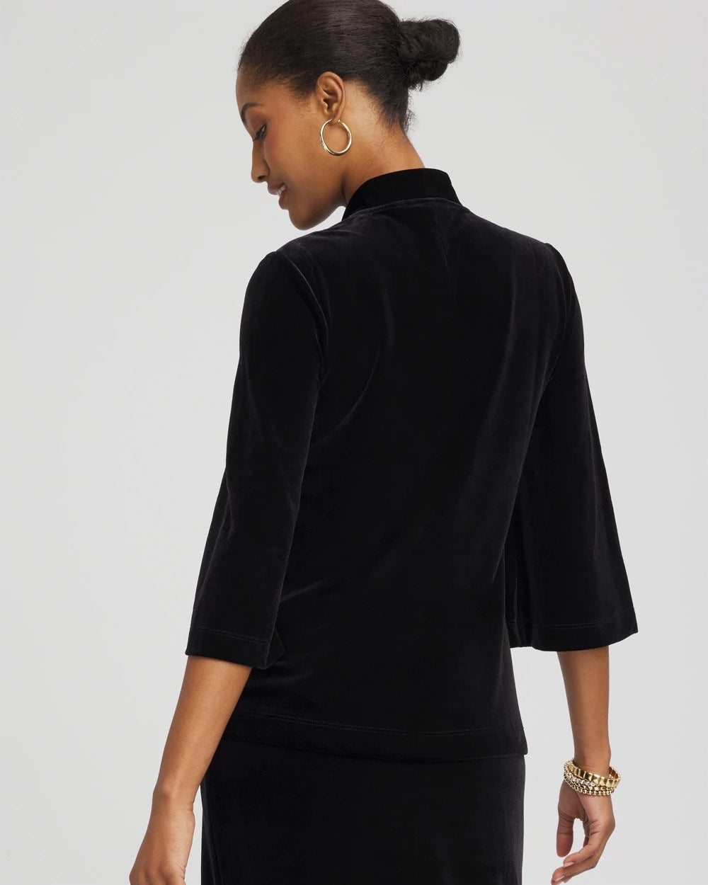 Chico's Travelers™ Velvet V-Neck Kimono Sleeve Top TRAVELERS BLACK