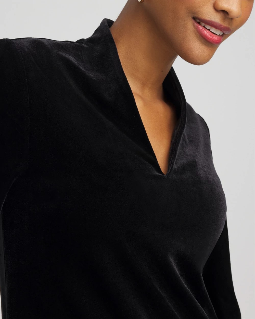 Chico's Travelers™ Velvet V-Neck Kimono Sleeve Top TRAVELERS BLACK
