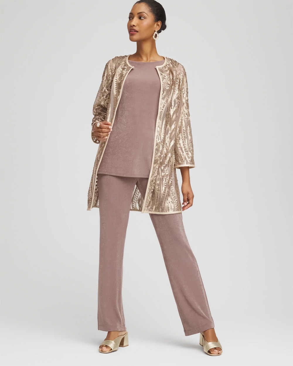Chico's Travelers™ Collection Champagne Sequins Jacket CHAMPAGNE