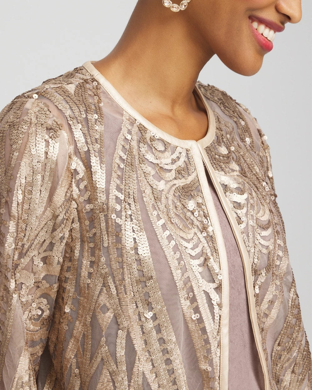 Chico's Travelers™ Collection Champagne Sequins Jacket CHAMPAGNE