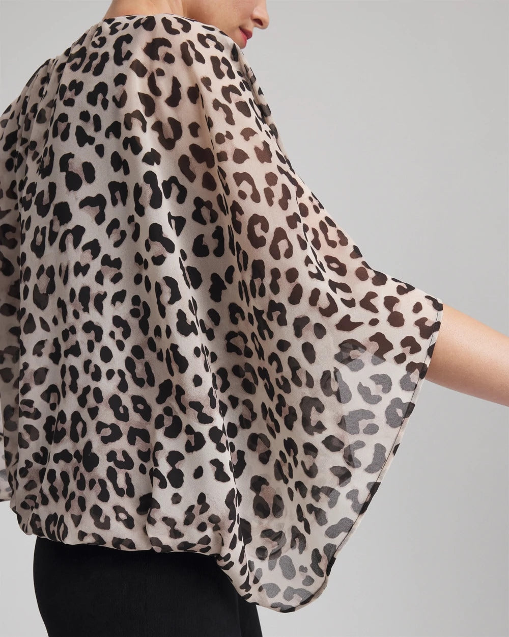 Chico's Travelers™ Animal-Print Bubble-Hem Chiffon Blouse DEEP TAUPE