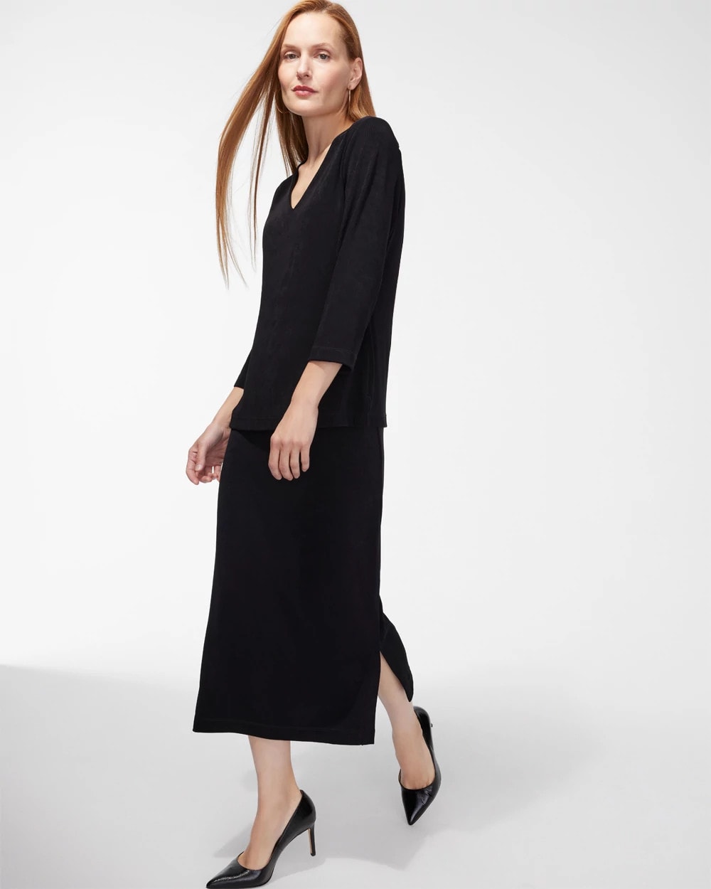Chico's Travelers™ Midi Skirt TRAVELERS BLACK