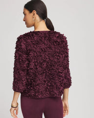 Chico's Travelers™ Collection Textured Rosette Jacket BLACKENED BURGUNDY