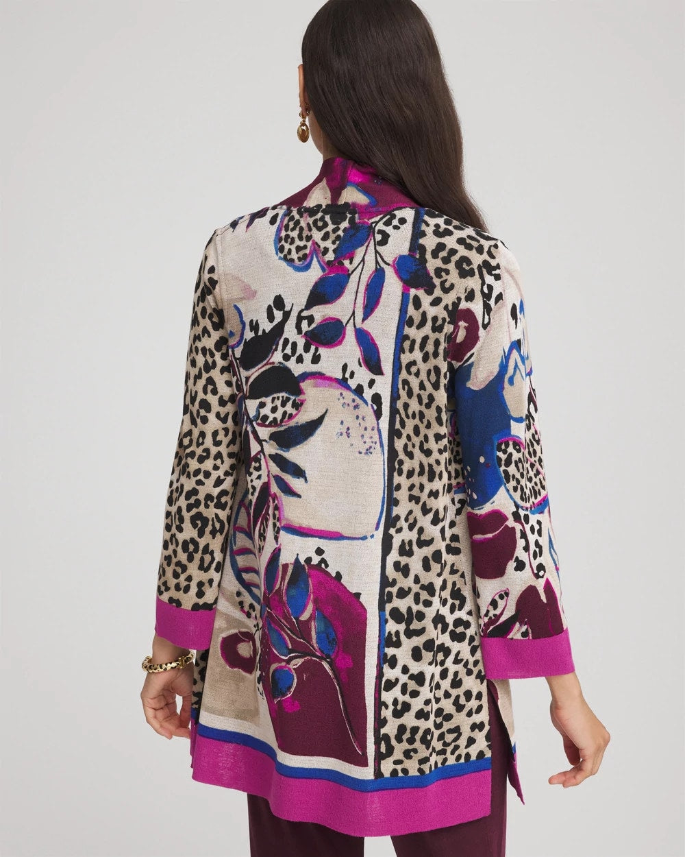 Chico's Travelers™ Collection Artisanal Cardigan BLACKENED BURGUNDY