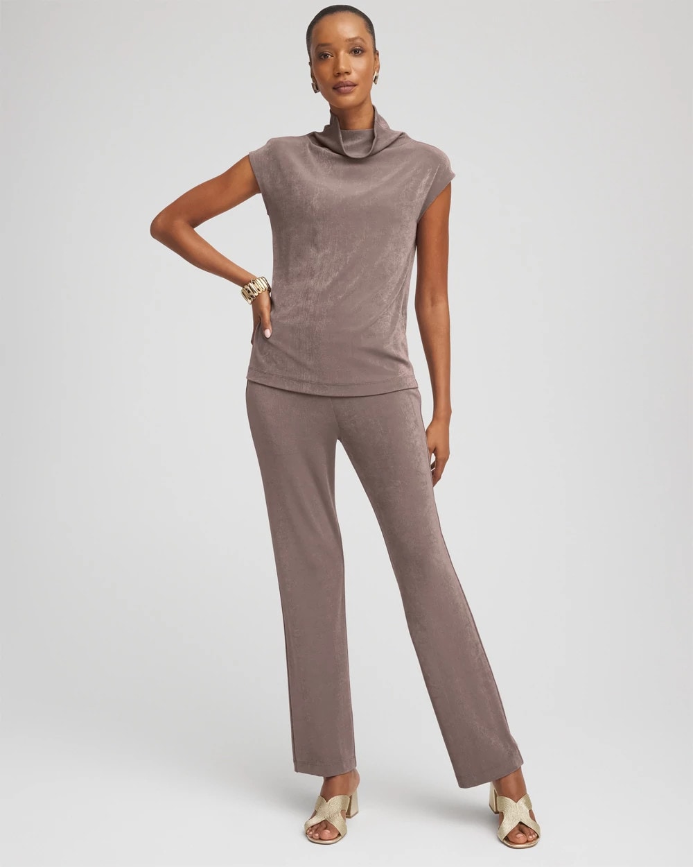 Chico's Travelers™ Mockneck Top DEEP TAUPE