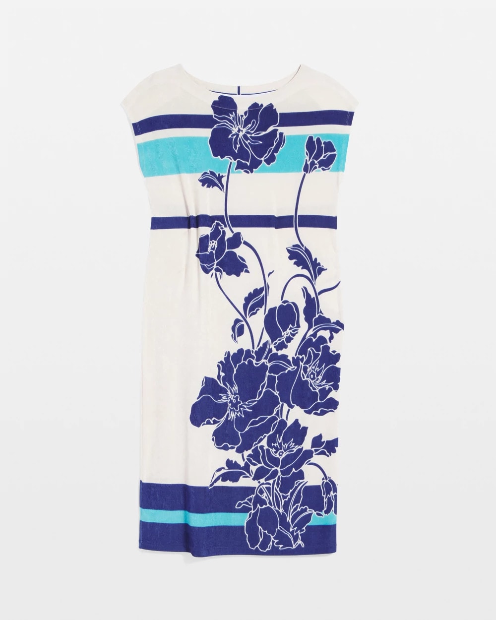Chico's Travelers™ Wildflower Cap-Sleeved Column Dress BLUE CASA