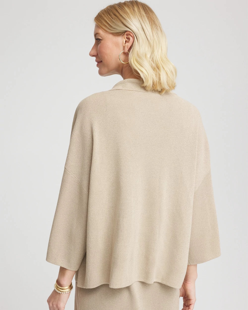 Chico's Travelers™ Collection Metallic Knit Cardigan CHAMPAGNE
