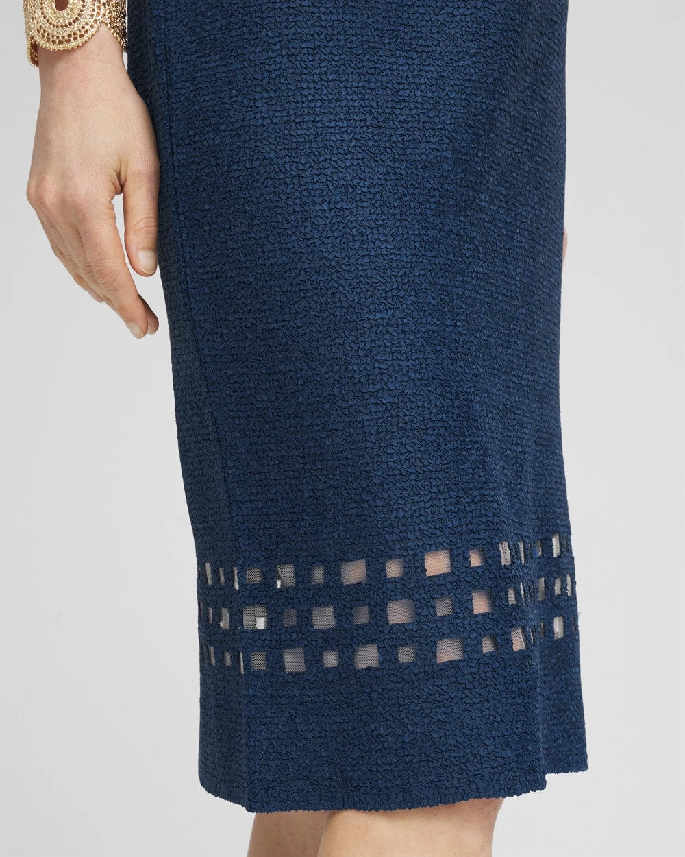 Chico's Travelers™ Sleeveless Crushed Cutout-Hem Dress BLUE CASA