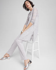 Chico's Travelers™ Zebra-Motif Metallic Cardigan DOVE GRAY