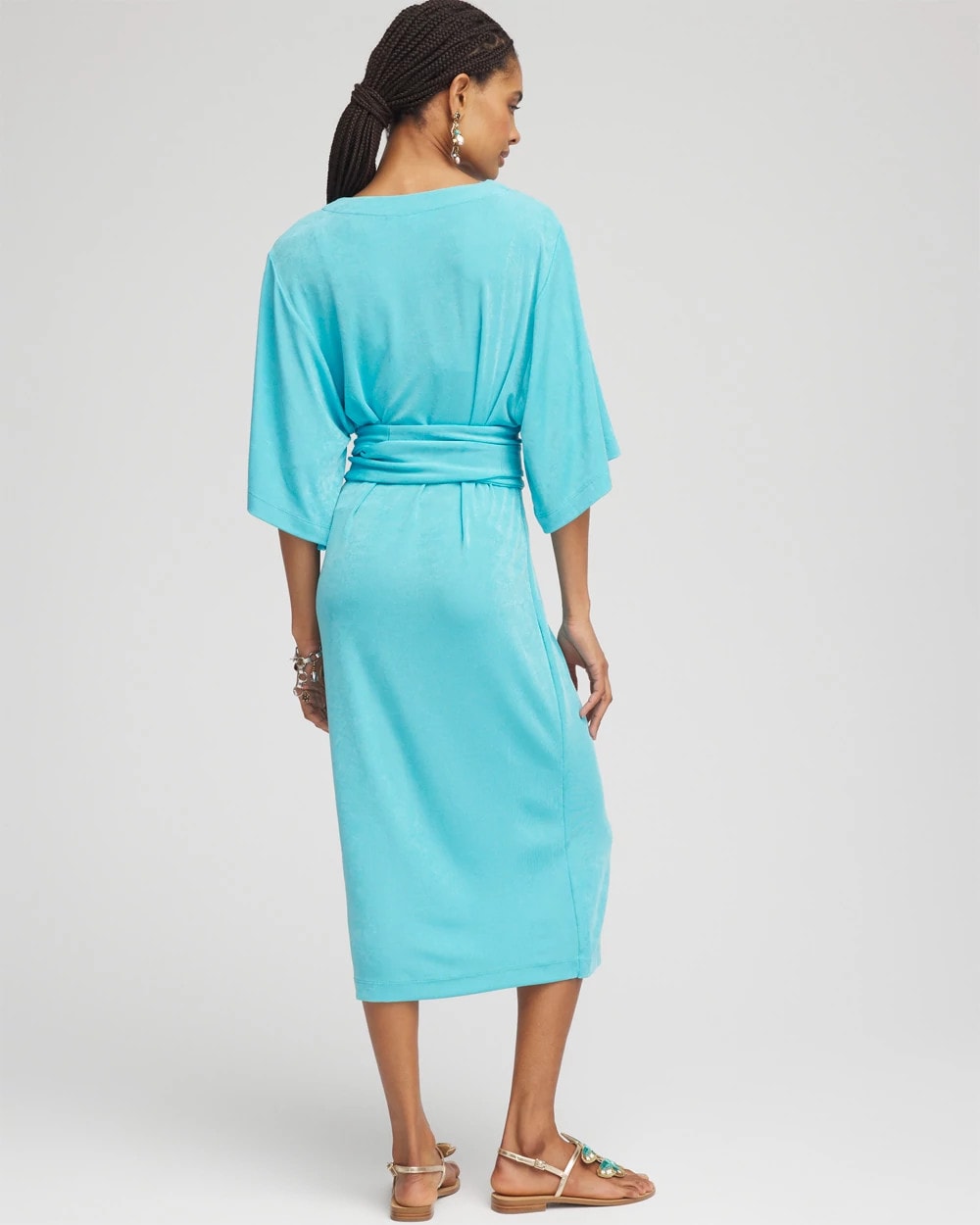 Chico's Travelers™ Kimono Sleeved V-Neck Dress TURQ BLUE