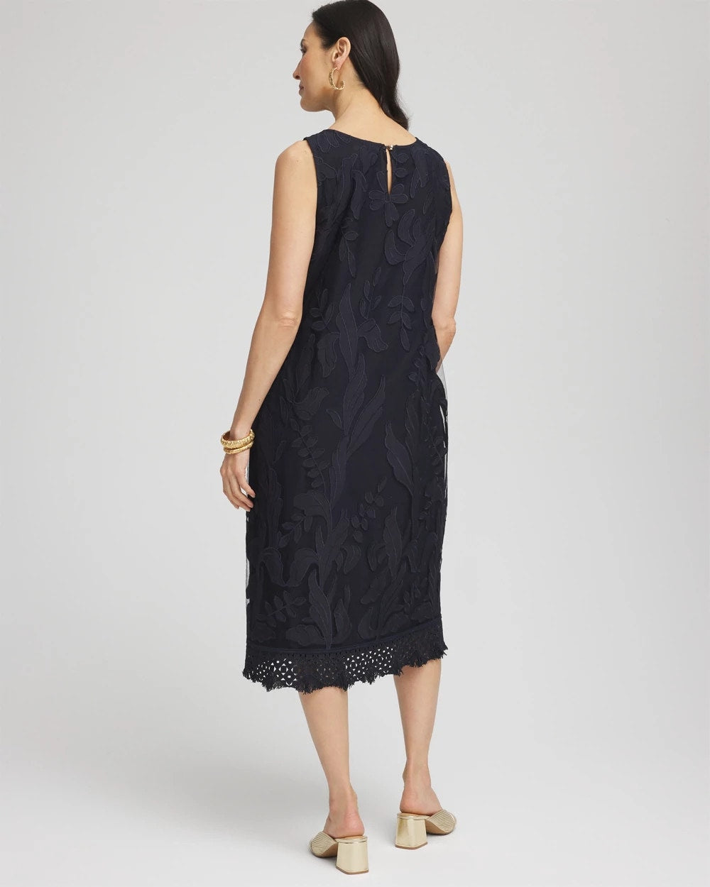 Chico's Travelers™ Mesh Appliqué Midi Dress TRAVELERS INDIA INK