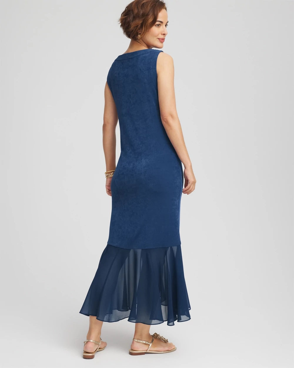 Chico's Travelers™ Petite Chiffon Hem Dress BLUE CASA